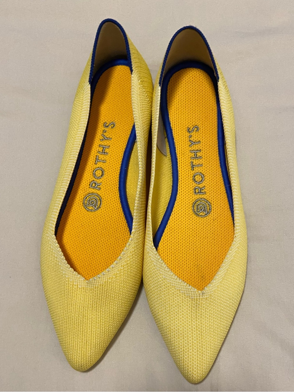 Rothy's Yellow Pointed Knit Ballet Flats